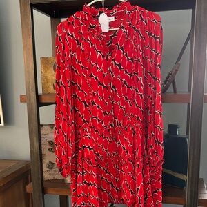 Karina Grimaldi Red Patterned dress ptp 18 med